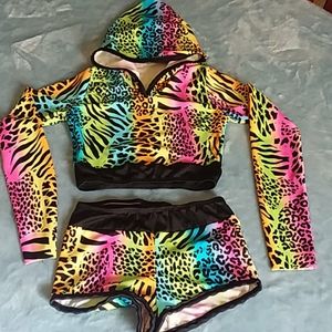 Girls hooded shorts set